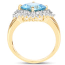 14K Yellow Gold Plated 4.33 Carat Genuine Swiss Blue Topaz and White Topaz .925 Sterling Silver Ring-3