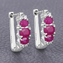 1.66 Carat Genuine Ruby and White Topaz .925 Sterling Silver Earrings-4