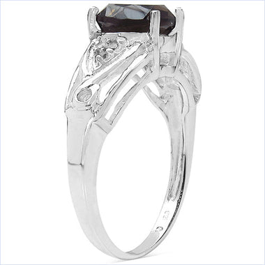 2.59 Carat Genuine Smoky Quartz & White Topaz .925 Sterling Silver Ring - 0