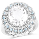 5.90 Carat Genuine Crystal Quartz and Swiss Blue Topaz .925 Sterling Silver Ring-1