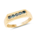 14K Yellow Gold Plated 0.35 Carat Genuine Blue Diamond .925 Sterling Silver Ring-1