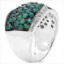 2.28 Carat Genuine Emerald & White Topaz .925 Sterling Silver Ring-3