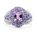 2.88 Carat Genuine Amethyst, Tanzanite & White Topaz .925 Sterling Silver Ring-3