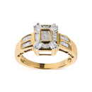 10K Yellow Gold 1/2 Cttw Diamond Composite and Halo Ring (H-I Color, SI1-SI2 Clarity) - Ring Size 7-2