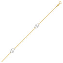 14k Two Tone Gold Entwined Heart Stationed Anklet-4