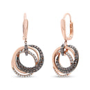 14K Rose Gold 1.00 Cttw White and Brown Diamond Intertwining Hoops and Circle Dangle Earrings (H-I/Brown Color, SI1-SI2 Clarity)-1