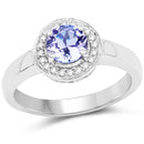 1.05 Carat Genuine Tanzanite and White Topaz .925 Sterling Silver Ring-1