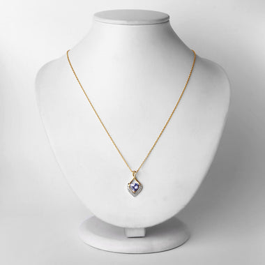 0.96 Carat Genuine Tanzanite and White Topaz .925 Sterling Silver Pendant - 0