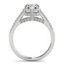 14k White Gold Round Cut Pave Set Shank Diamond Engagement Ring (1 3/8 cttw)-3