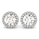 14k White Gold Round Prong Halo Style Earrings (1 cttw)-1