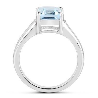2.64 Carat Genuine Blue Topaz and White Topaz .925 Sterling Silver Ring - 0