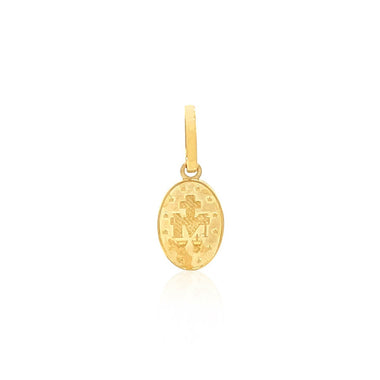 14k Yellow Gold Oval Religious Medal Pendant - 0