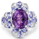 4.88 Carat Genuine Amethyst and Tanzanite .925 Sterling Silver Ring-3