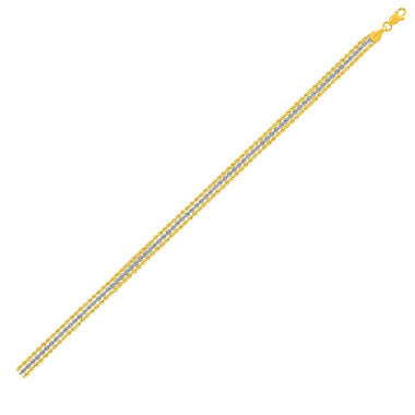 Triple Strand Rope Chain Bracelet in 10k Two Tone Gold - 0