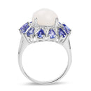 4.25 Carat Genuine Opal, Tanzanite & White Topaz .925 Sterling Silver Ring-2