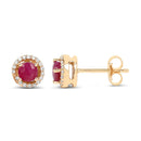 0.71 Carat Genuine Ruby and White Diamond 14K Yellow Gold Earrings-2