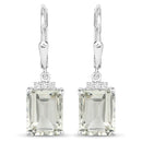 7.23 Carat Genuine Green Amethyst and White Topaz .925 Sterling Silver Earrings-1