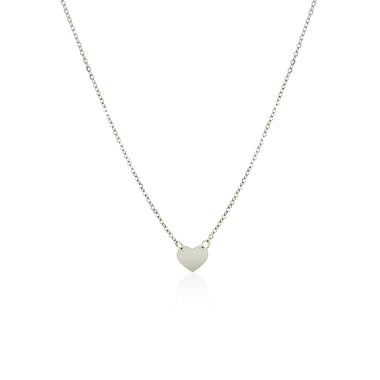 14k White Gold Polished Mini Heart Necklace - 0