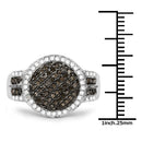 0.44 Carat Genuine Champagne Diamond and White Diamond .925 Sterling Silver Ring-3