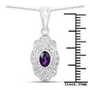 0.54 Carat Genuine Amethyst and White Topaz .925 Sterling Silver Pendant-3