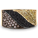 14K Yellow Gold Plated 1.25 Carat Genuine Black Diamond, Champagne Diamond & Yellow Diamond .925 Sterling Silver Ring-3