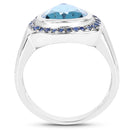 5.42 Carat Genuine Blue Topaz and Blue Sapphire .925 Sterling Silver Ring-2