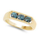 14K Yellow Gold Plated 0.90 Carat Genuine Blue Diamond .925 Sterling Silver Ring-2