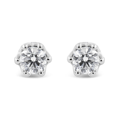 14K White Gold 1/2 Cttw Round Diamond Crown Stud Earring (I-J Color, I1-I2 Clarity) - 0