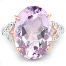 18K Rose Gold Plated 10.50 Carat Genuine Pink Amethyst and White Topaz .925 Sterling Silver Ring-3