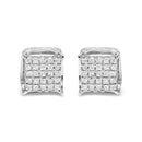 10K White Gold 1/2 Cttw Princess Cut Diamond Square Shaped Multi Stone Stud Earrings (H-I Color, SI1-SI2 Clarity)-1