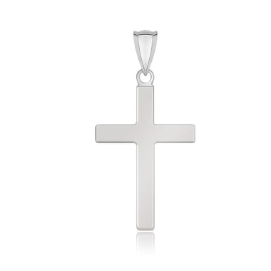 14k White Gold Flat Design Cross Pendant - 0