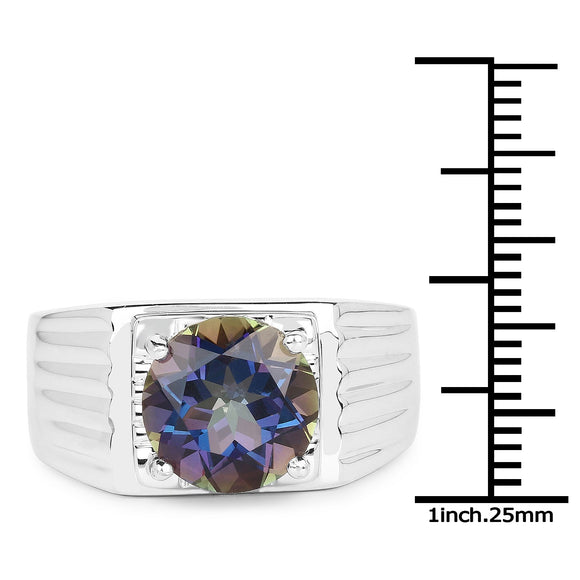 4.75 Carat Genuine Mystic Topaz .925 Sterling Silver Ring