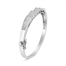 14K White Gold 3 1/3 Cttw Invisible Set Princess-Cut Diamond Wave Bangle Bracelet (H-I Color, SI1-SI2 Clarity) - Size 7"-2