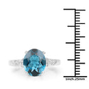 2.64 Carat Genuine London Blue Topaz and White Topaz .925 Sterling Silver Ring-3