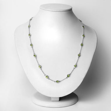 6.30 Carat Genuine Peridot .925 Sterling Silver Necklace - 0