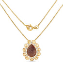 14K Yellow Gold Plated 5.14 Carat Genuine Red Droozi and Citrine .925 Sterling Silver Pendant-2