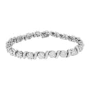 14K White Gold 5 1/4 cttw Diamond S-Link Floral Cluster Tennis Bracelet (I-J Clarity, SI2-I1 Color) - Size 7"-2