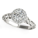 14k White Gold Halo Antique Style Round Diamond Engagement Ring (5/8 cttw)-1