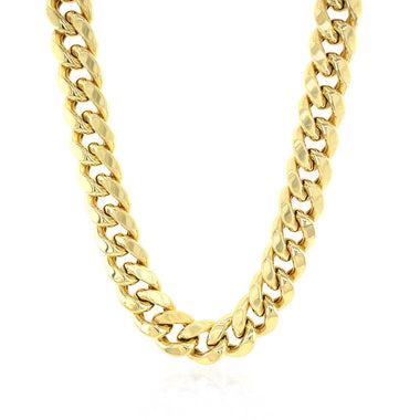 10.5mm 14k Yellow Gold Semi Solid Miami Cuban Chain - 0