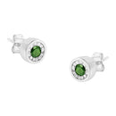 .925 Sterling Silver 1/4 Cttw Round Brilliant-Cut Green Diamond Miracle-Set Stud Earrings (Fancy Color-Enhanced, I1-I2 Clarity)-1