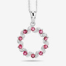 1.30 Carat Genuine Pink Tourmaline and White Topaz .925 Sterling Silver Pendant-5