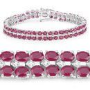 20.03 Carat Glass Filled Ruby and White Topaz .925 Sterling Silver Bracelet-2