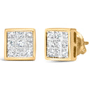 14K Yellow Gold 1.0 Cttw Princess Cut Diamond Composite Stud Earrings with Screw Backs (J-K Color, SI1-SI2 Clarity)-2