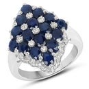 3.48 Carat Genuine Blue Sapphire and White Zircon .925 Sterling Silver Ring-1