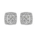 .925 Sterling Silver 1/4 cttw Round Cut Diamond Square Shape Milgrain Stud Earrings (I-J Color, I3 Clarity)-1