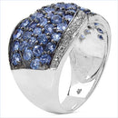 2.50 Carat Genuine Tanzanite & White Topaz .925 Sterling Silver Ring-3