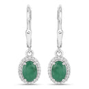 1.72 Carat Genuine Emerald and White Topaz .925 Sterling Silver Earrings-1