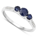 0.56 Carat Genuine Blue Sapphire and White Diamond 14K White Gold Ring-2