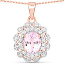 4.26 Carat Genuine Kunzite and White Topaz .925 Sterling Silver Pendant-1
