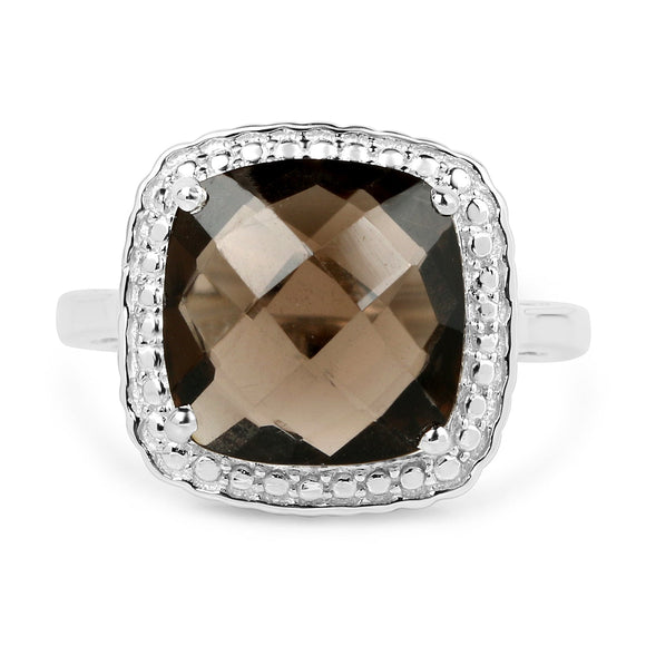 3.96 Carat Genuine Smoky Quartz .925 Sterling Silver Ring